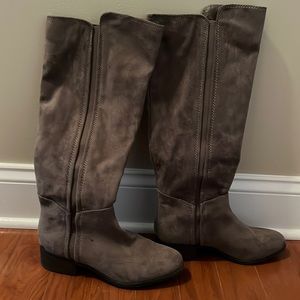 Tan boots/suede material